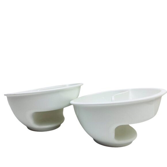 Obol Never Soggy Cereal Bowl - White Divided Portion Control Bowl - Set Of 2 - Picture 2 of 5